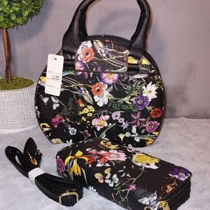 Circle Flower Print Black Set